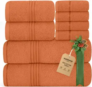 Hurbane Home 8-Piece Absorbent Set 100% Premium Cotton - 2 Bath, 2 Hand, 4 Washcloths - Ultra Soft for Bathroom Home Use, Absorbent Towel Sets, Cotton Towels, Water Absorbent Towel