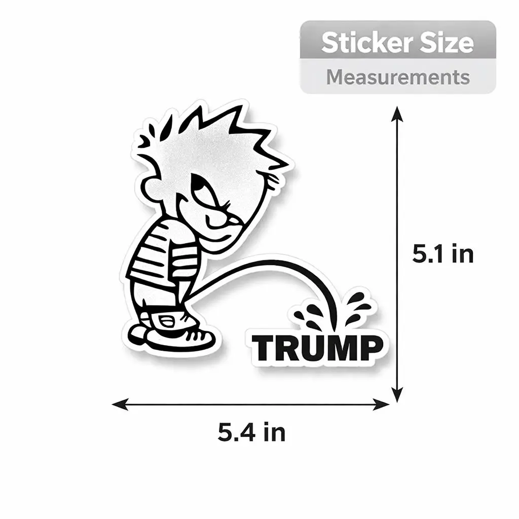 Funny Trump Peeing Waterproof Vinyl Car Sticker - 5.4x5.1 inches, Comedy Political Satire Decal, Humor with a Punch Anti-Liberal Gag Gift, Bisphenol A (BPA)-Free Long Wearing Automotive/Motorcycle Exterior Accessory