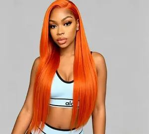 [Free Upgraded] Orange Ginger  13X6 HD Transparent Lace Front Wig Human Hair 180% Density Pre Plucked With Baby Hair Wigs Glueless Orange Ginger Wigs Thick Natural Suitable For Beginners Women Human Hair #SummerVibes #Dealsforyoudays