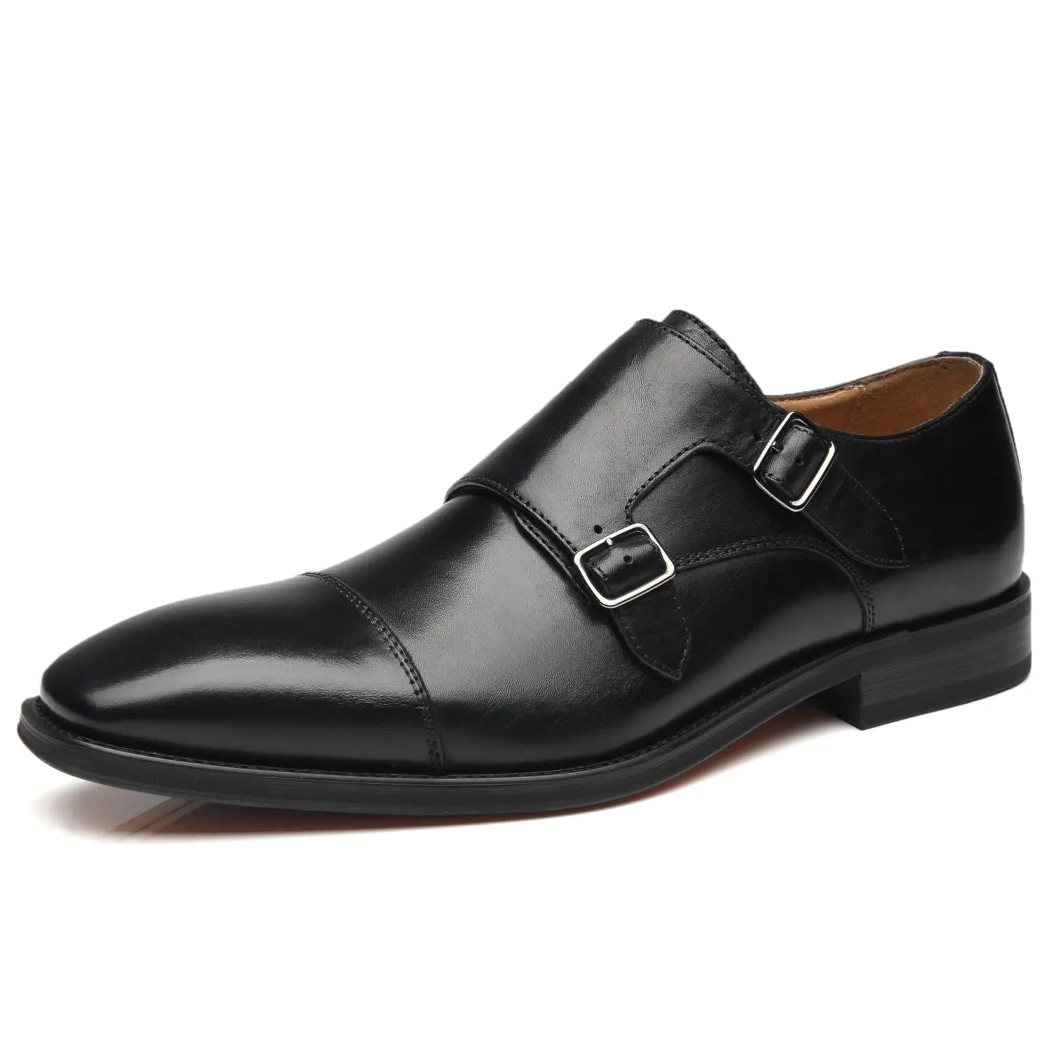 Men's Cap Toe Monk Strap — Black