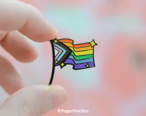 Page's Peaches Progress Pride Flag Hard Enamel Pin - 1 inch LGBTQ+ Queer Pride Pins