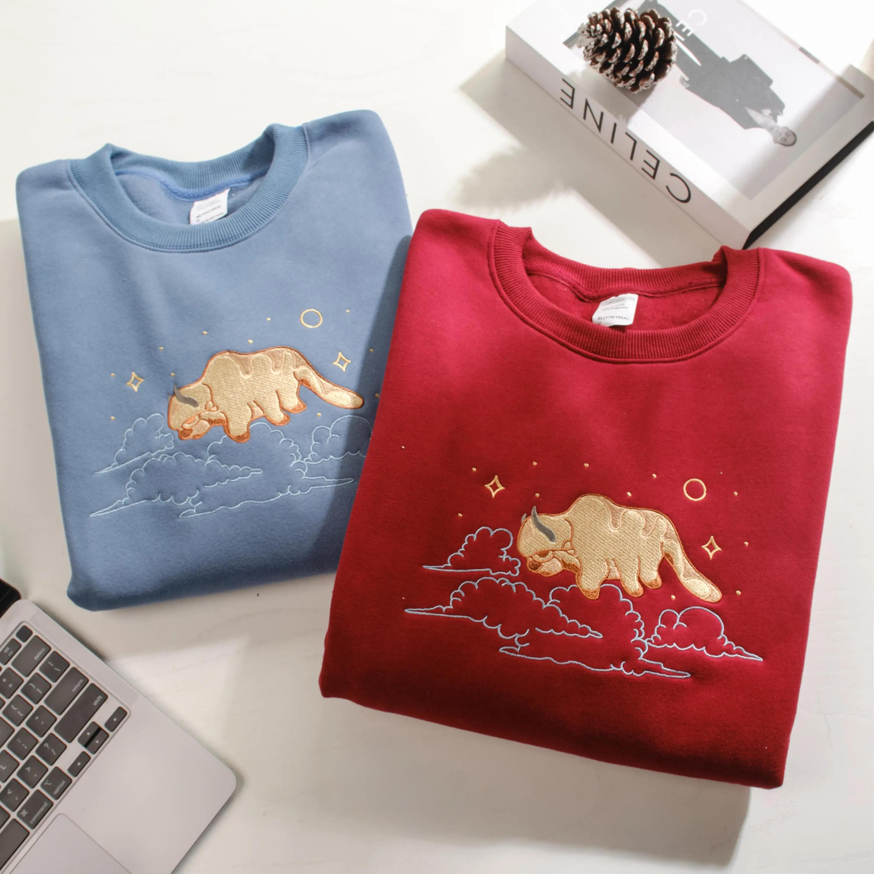 Appa Embroidered Air Bison Sweatshirt, flying bison Design, ATLA fan gift, Yip Yip