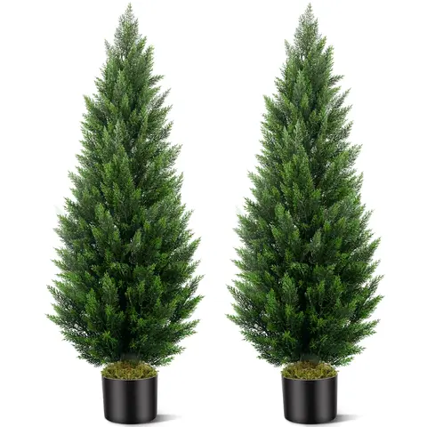 Realistic Faux Cedar Tree (2-6 FT), Artificial Juniper Plant. Aesthetic Greenery Decor for Entryway, Office, Fireplace, and Christmas Holiday