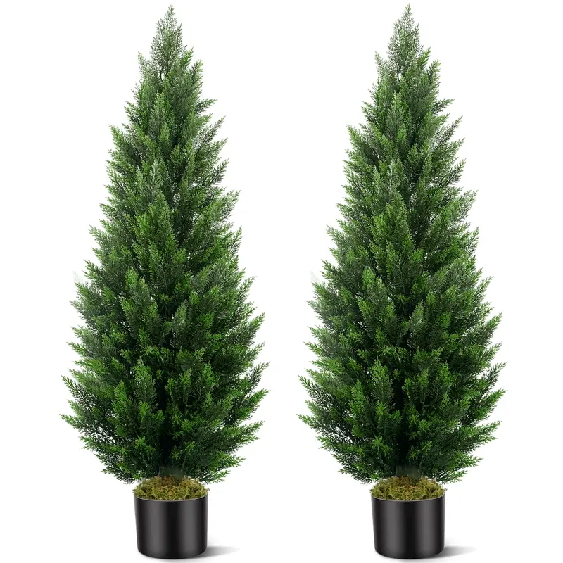 Realistic Faux Cedar Tree (2-6 FT), Artificial Juniper Plant. Aesthetic Greenery Decor for Entryway, Office, Fireplace, and Christmas Holiday
