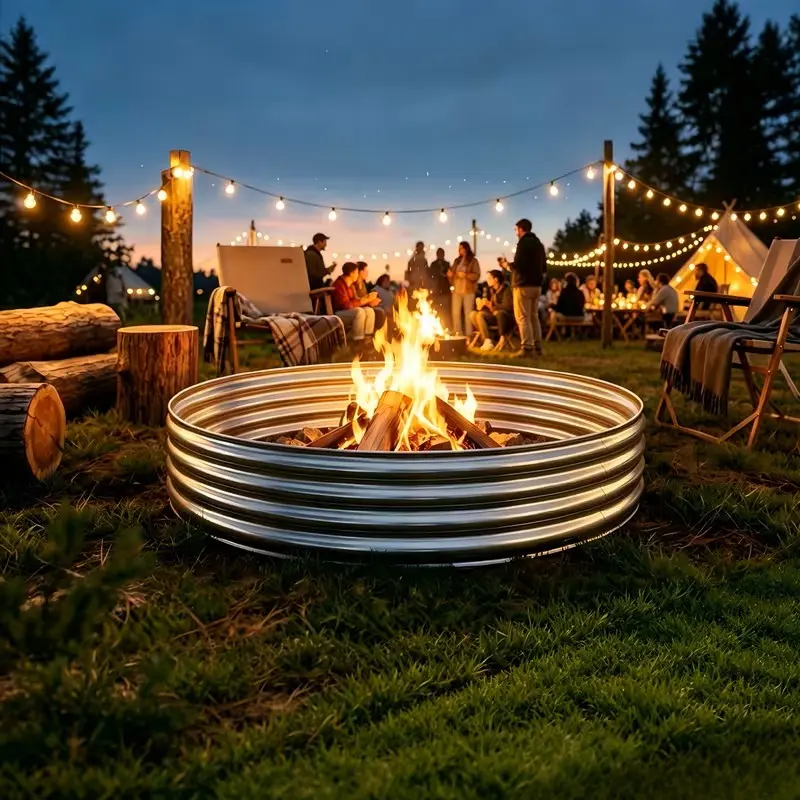 LIALEX Metal Fire Pit Ring, Heavy Duty Bonfire Ring for Patio, Camping & Outdoor Bonfires, Multi-Purpose Raised Garden Bed for Vegetables and Plants, 4.8 FT Diameter 1 FT Height