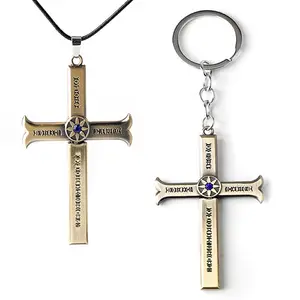2pcs Hawk-Eye Sword Cross Necklace + Keychain Pendant Dracula Cosplay Jewelry Accessoires