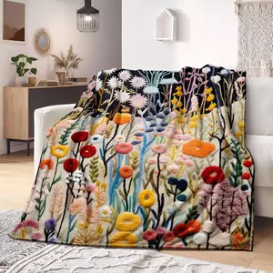 Floral Pattern Plush Flannel Throw Blanket Soft Cozy for Bed Sofa Decoration Heartfelt Gift for Daughter Warm Fluffy Lightweight Comfortable