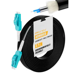 OM3 Fiber LC to LC 25M(82FT) 1pack,Multimode Duplex Outdoor Fiber Optic  Armored,Uniboot 10gb 50/125m LSZH for SFP+ Transceivers