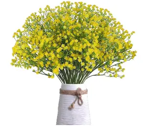 Baby Breath Artificial Flowers, 6Pcs Fake Yellow Baby Breath Flowers Artificial Bulk, Real Touch Faux Babies Breath Gypsophila Bouquet