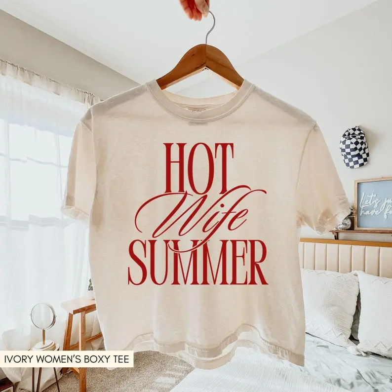 Hot Wife Summer Crop Top Comfort Colors, Honeymoon Boxy Tee, Newlywed Summer Top, New Wife Gift, Just Married, Wedding Outfit, Bridal Party