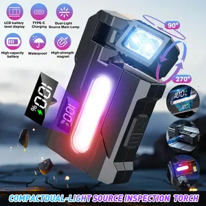 Mini EDC Flashlight, Super Bright 3 Modes Mini EDC Pocket-sized Flat Flashlights Rechargeable,Portable ABS Small LED Dual Light w Clip, Waterproof Rotatable Magnetic Torches for Camping Emergency