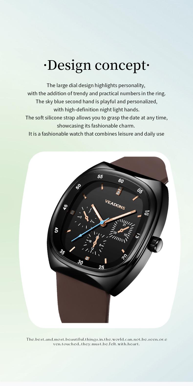 Fashion Watches Casual Stylish  Open Dial Watch  Silicone Strap, Waterproof & Luminous, Perfect for All Occasions Also ideal as a Mother's Day gift for your wife and mom.