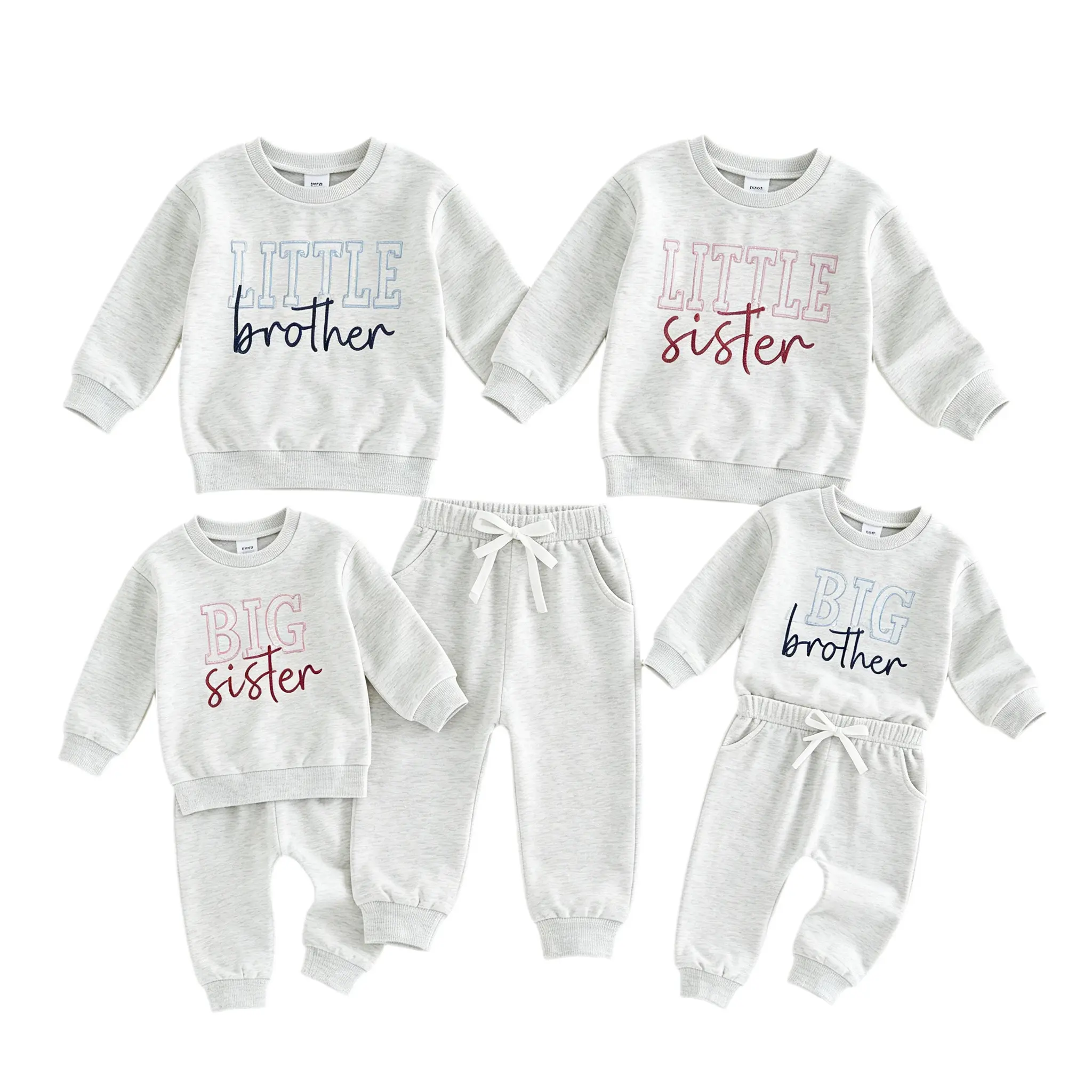 Infant Baby Baby Boys Girls Fall Outfits Letter Embroidery Long Sleeve Tops and Elastic Waist Pants Matching Set 0-18 Months