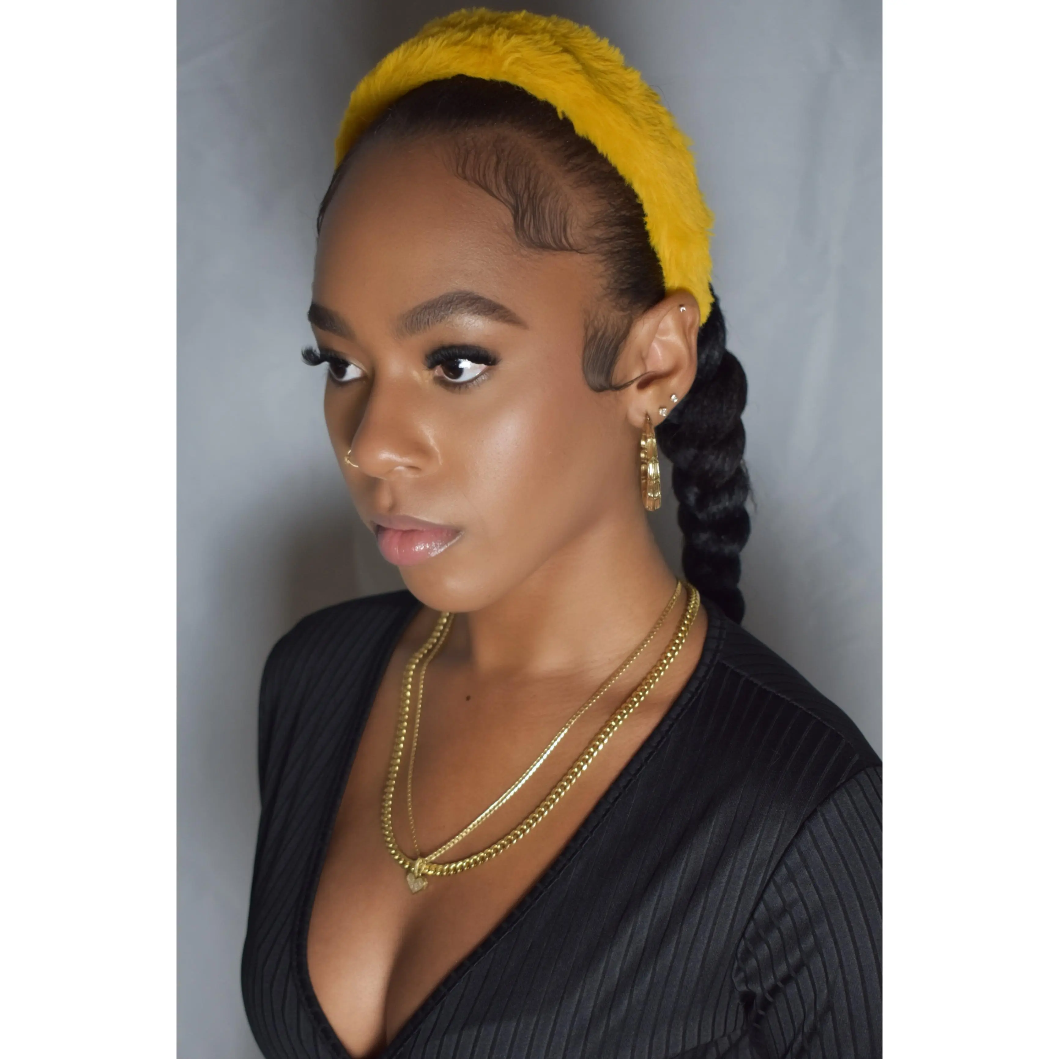 Snow Crown Faux Fur Headband (Mustard)