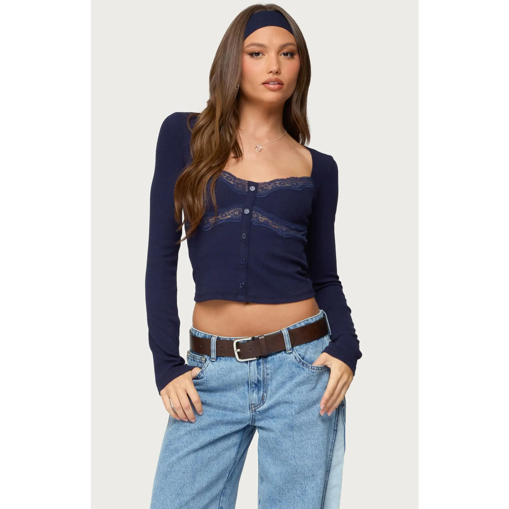 Edikted Women's Kathi Lacey Long Sleeve Top