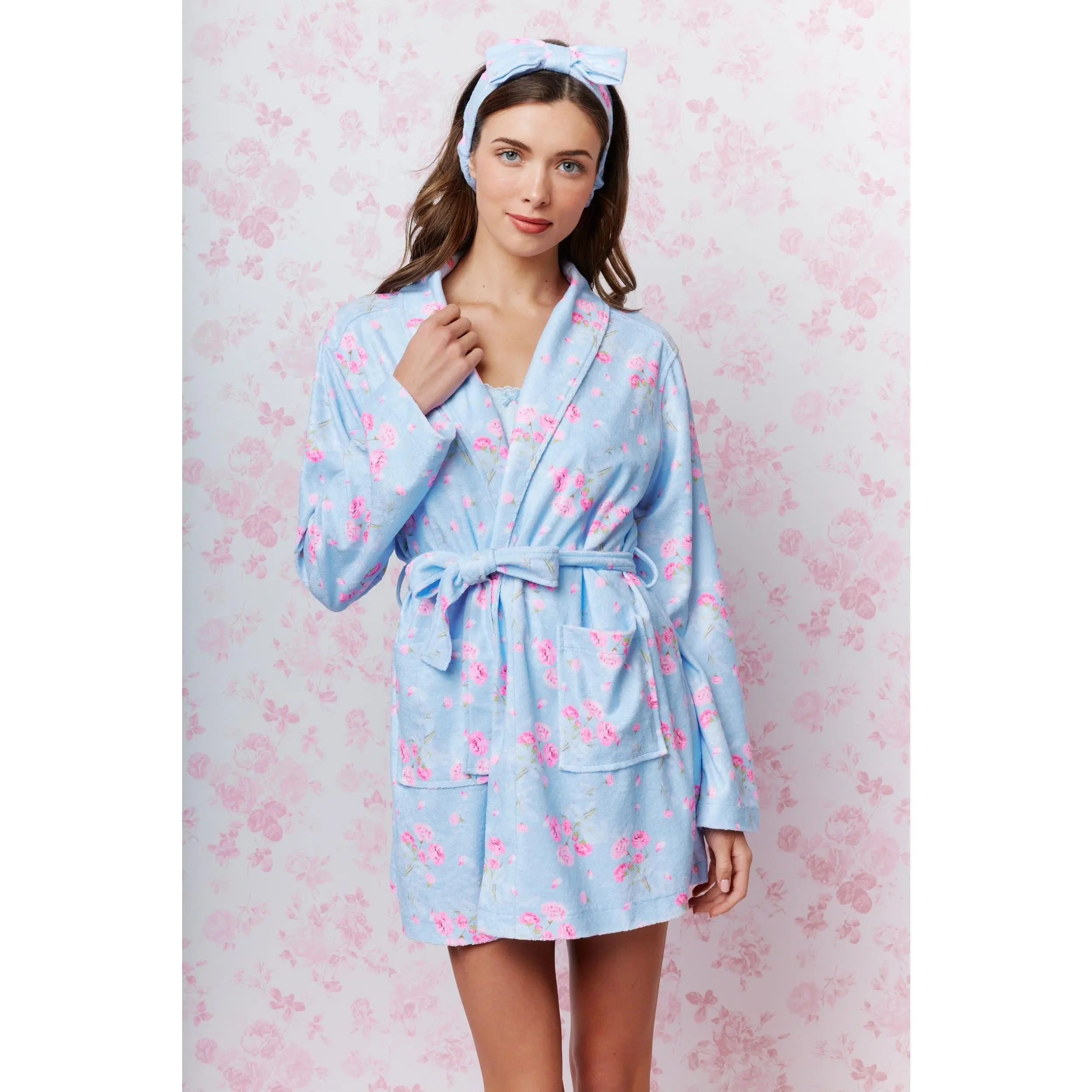 Bridgertea Blue Toile Robe & Headband Set