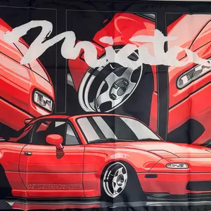 Na Miata Flag Automotive Garage Tapestry - Perfect for Car Enthusiasts