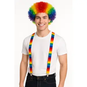 Vibrant Rainbow Stripe Suspenders