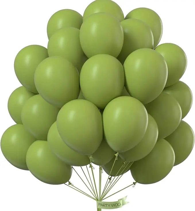 PartyWoo Olive Green Balloons 50 pcs 12 Inch Matte Sage Boho Green Eucalyptus Helium Balloons for Wedding Baby Shower Gender Reveal Birthday Graduation Jungle Safari Party Decorations Green-F06