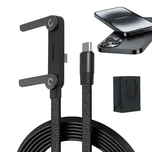 Invisible Holder Charger Cable with Stand, 240w super fast charging 2-in-1 Fast Charging Cord & Phone Stand for Gaming, Office, Car Travel, Compatible with iPhone Samsung Type-C charging cable