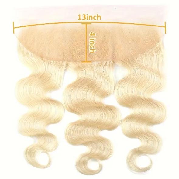 "13x4 Ear-to-Ear Body Wave 613 Blonde Lace Frontal Closure, 100% Human Hair 8-20 Inch, Natural Look & Free Parting, High Quality for Ethnic Sleek Hairstyles "	