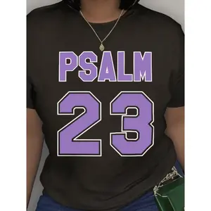[100%Cotton] Women'S Psalm 23 Jersey Premium-Shirt- Oversized Casual Short Sleeve Round Neck Tee With Bold Green Lettering, Soft Breathable Fabric Holiday Parties& Giving Golf Gift T-Shirt For Men And Women