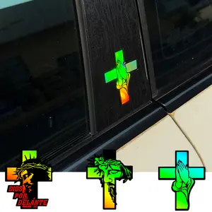 Universal car exterior sticker featuring a cross-shaped Jesus design for motorcycles and SUVs. This decorative car decal is easy to apply and features a stylish, aesthetically pleasing cross for enhanced effect.