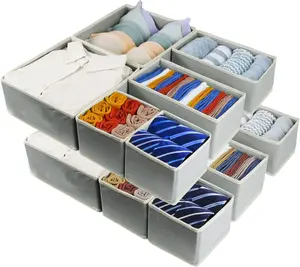 12 Pack Drawer Organizer for Clothing, Foldable Cloth Drawer Dividers Storage Bins, Clothes Drawer Organizer for Underwear,Folded Clothes,Baby Clothing,Socks,Bra,Towels,Ties Boxes Set