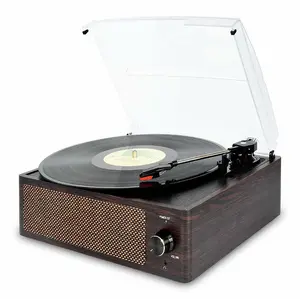 Bluetooth Vintage Vinyl Record Player Belt-Driven 3-Speed Turntable with Aux Input & RCA Line-Out & Headphone Jack for Vinyl Lovers