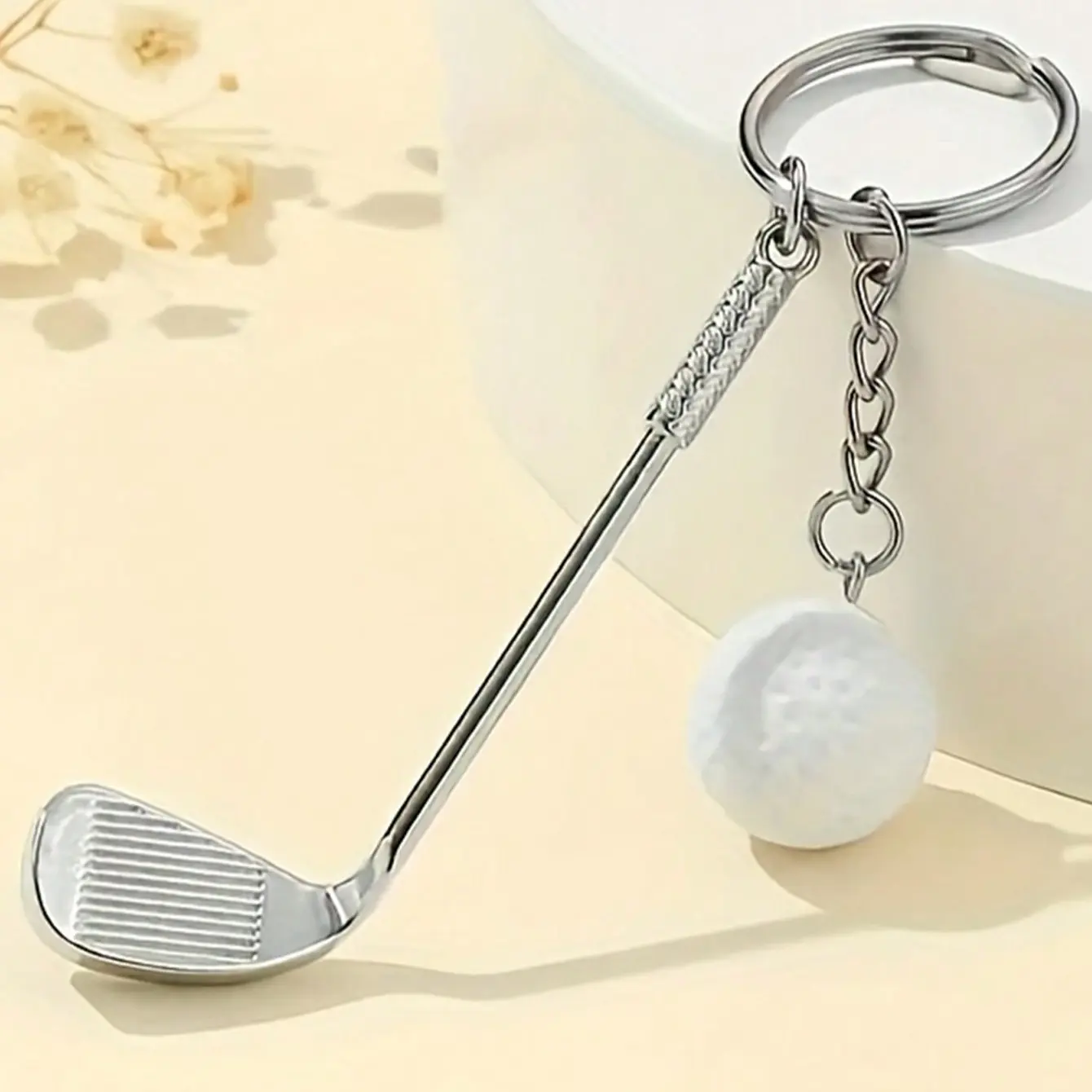 1 Piece Golf Keychain Pendant, Metal Golf Club & Golf Ball Model Sports Keyring Decor