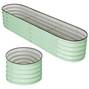 Garvee Galvanized Raised Garden Beds and Planter Boxes in Multiple Sizes and Shapes with Open-Ended Base, Rubber Edges, and Rust-Resistant Coating for Outdoor Gardening of Vegetables, Flowers, Herbs, and Fruits