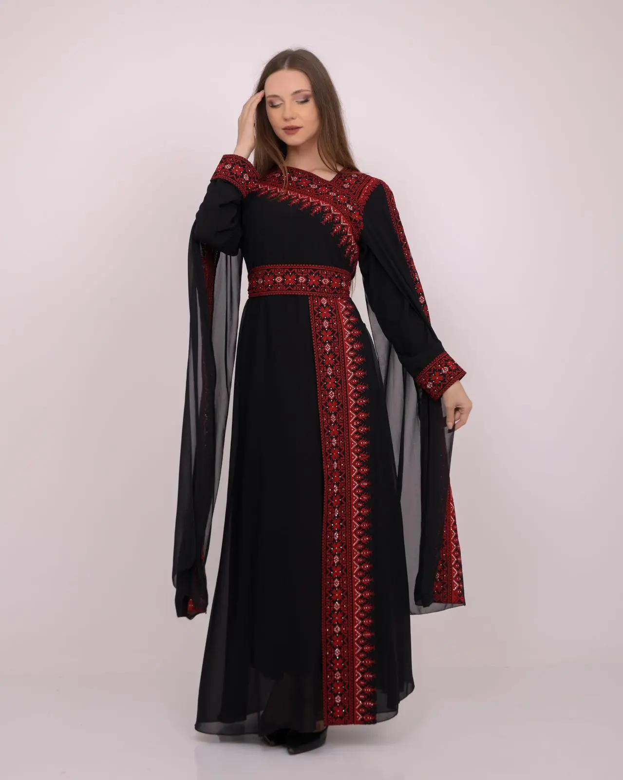 Lana Dress - Women's Traditional Arabic Embroidered Dress, Breathable Soft Patterned Fabric, Flowing Loose Casual Fit - Ideal for Eid, Ramadan Gifts for Her, Arabic Dress