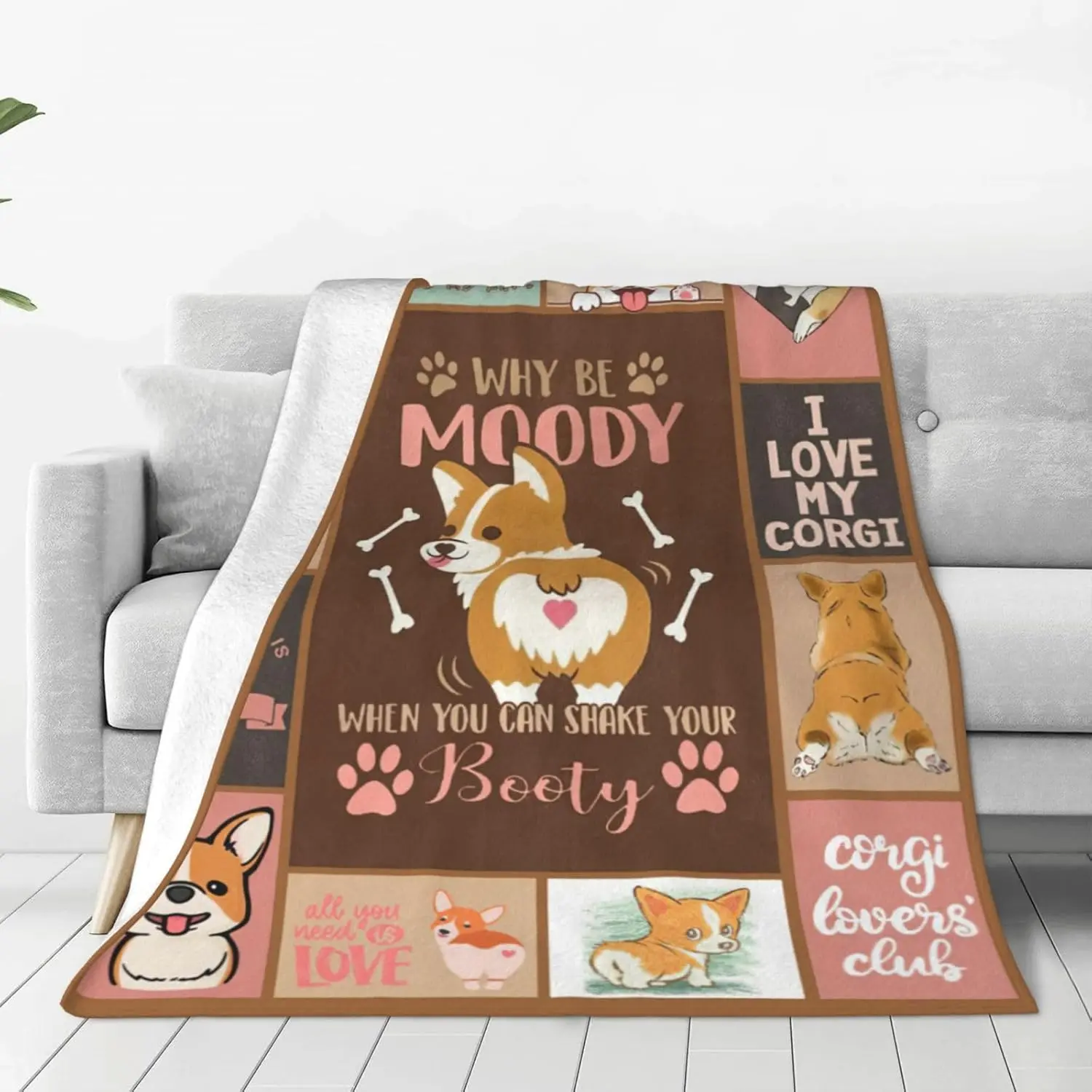 Corgi Blanket Cute Corgi Animal Decor Throw Blanket Sloth Gifts for Girls Boys Soft Comfortable Warm Lightweight Fleece Flannel Blanket Winter Couch Sofa Bedding Blanket for Adults Women