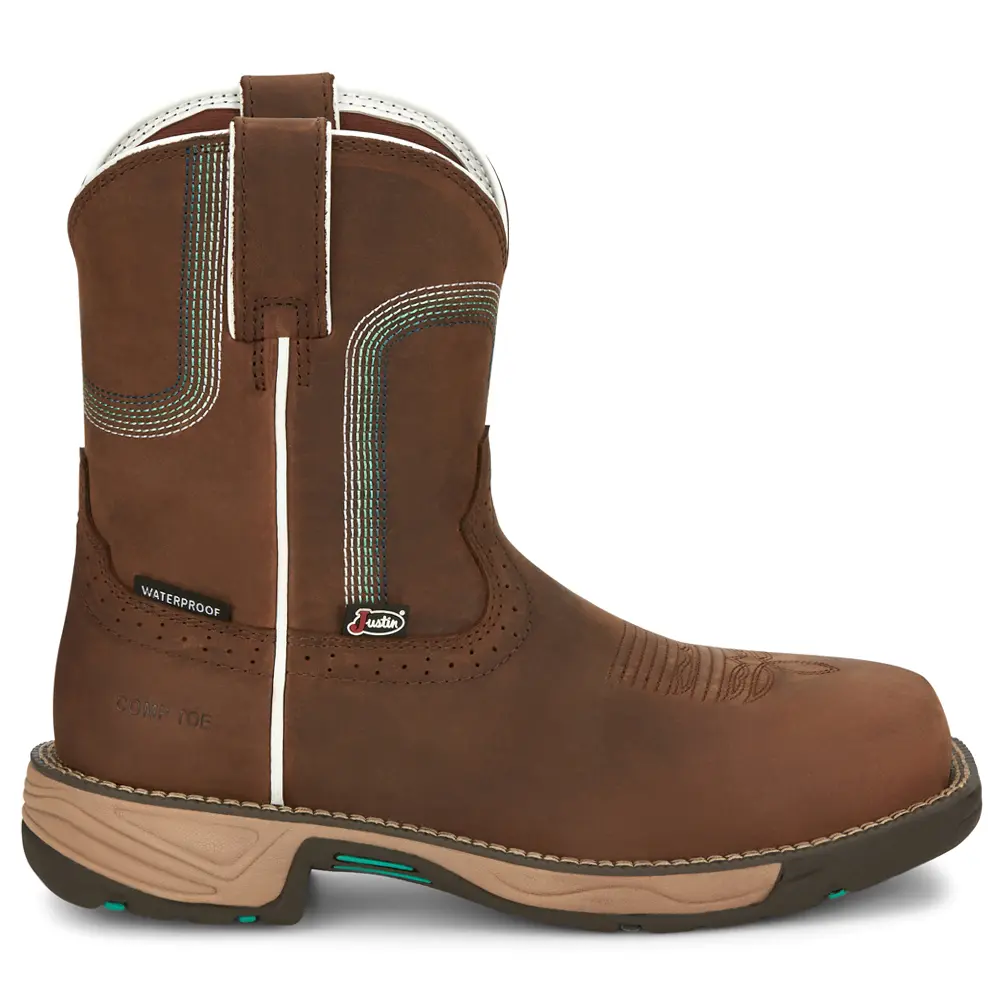 Justin Original Workboots Womens Stampede Rush 8 Inch Waterproof Composite Toe Work/Duty - Brown Justin Original Workboots Womens Stampede Rush 8 Inch Waterproof Composite Toe Work/Duty - Brown