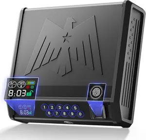 LCD Display of Temperature Humidity, Fingerprint Quick- Access, Firearm Safety Device with Keys, Nightstand, Car, Wall & Floor Safes , Smart Safes