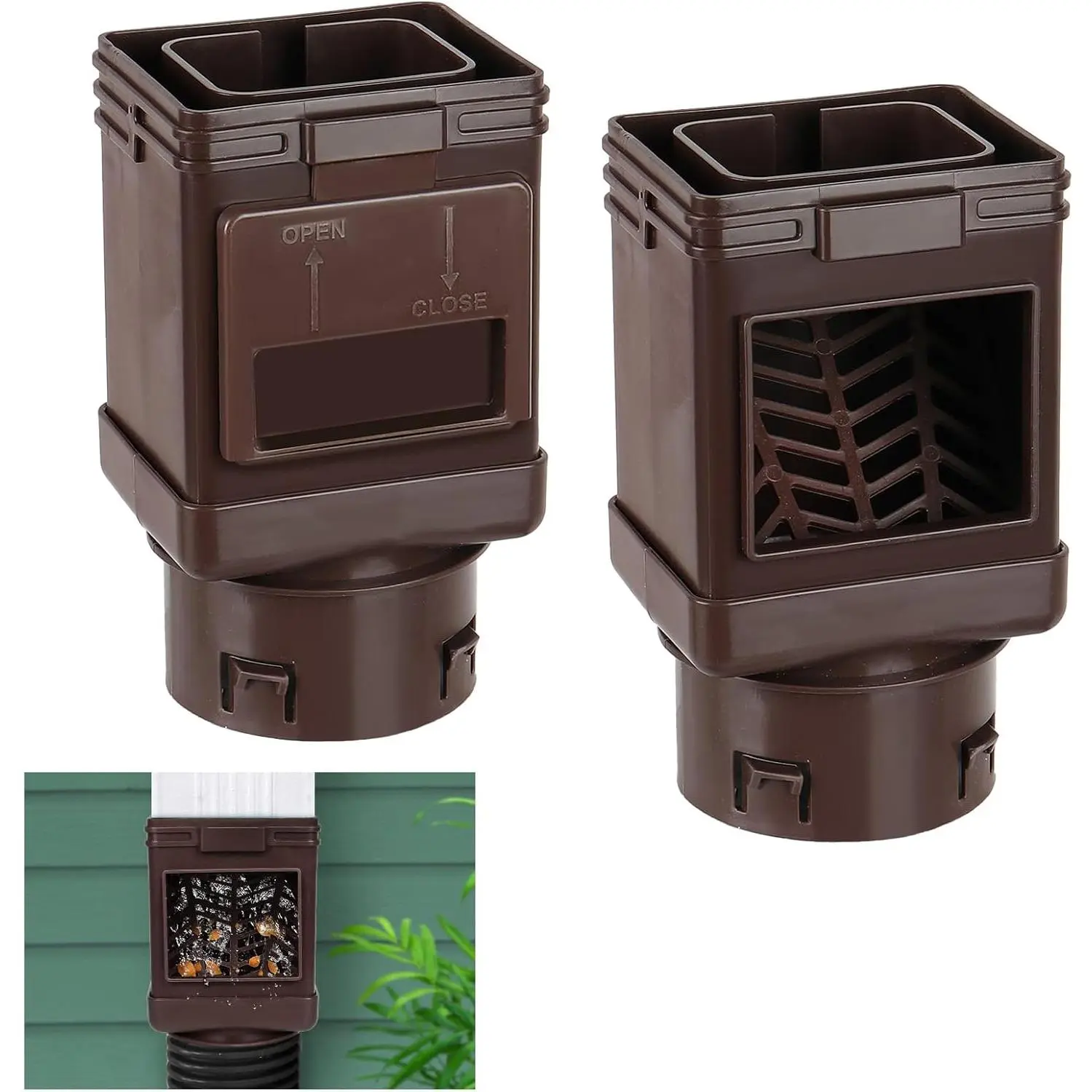2PCS Unisex Functional Plastic Solid Gutter Downspout Leaf Filter, Guard Screen for Home Supplies Leaf Removal, Downspout Filter