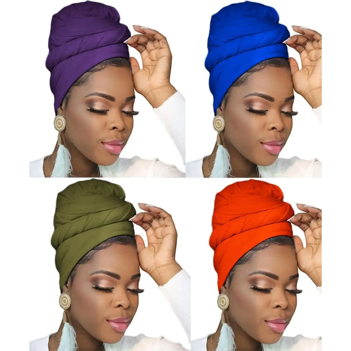 Turban Head Wraps for Black Women Hair Wraps Stretch Soft Jersey Hijab Scarf Headwraps Headband
