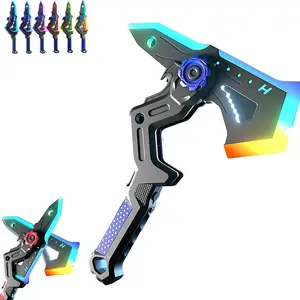 Cyberpunk-style 2-in-1 LED light-up sword and axe prop, suitable for adults, with spray function and impact sound effects, ideal for role-playing, Halloween costumes, adult parties, and cyberpunk-themed events