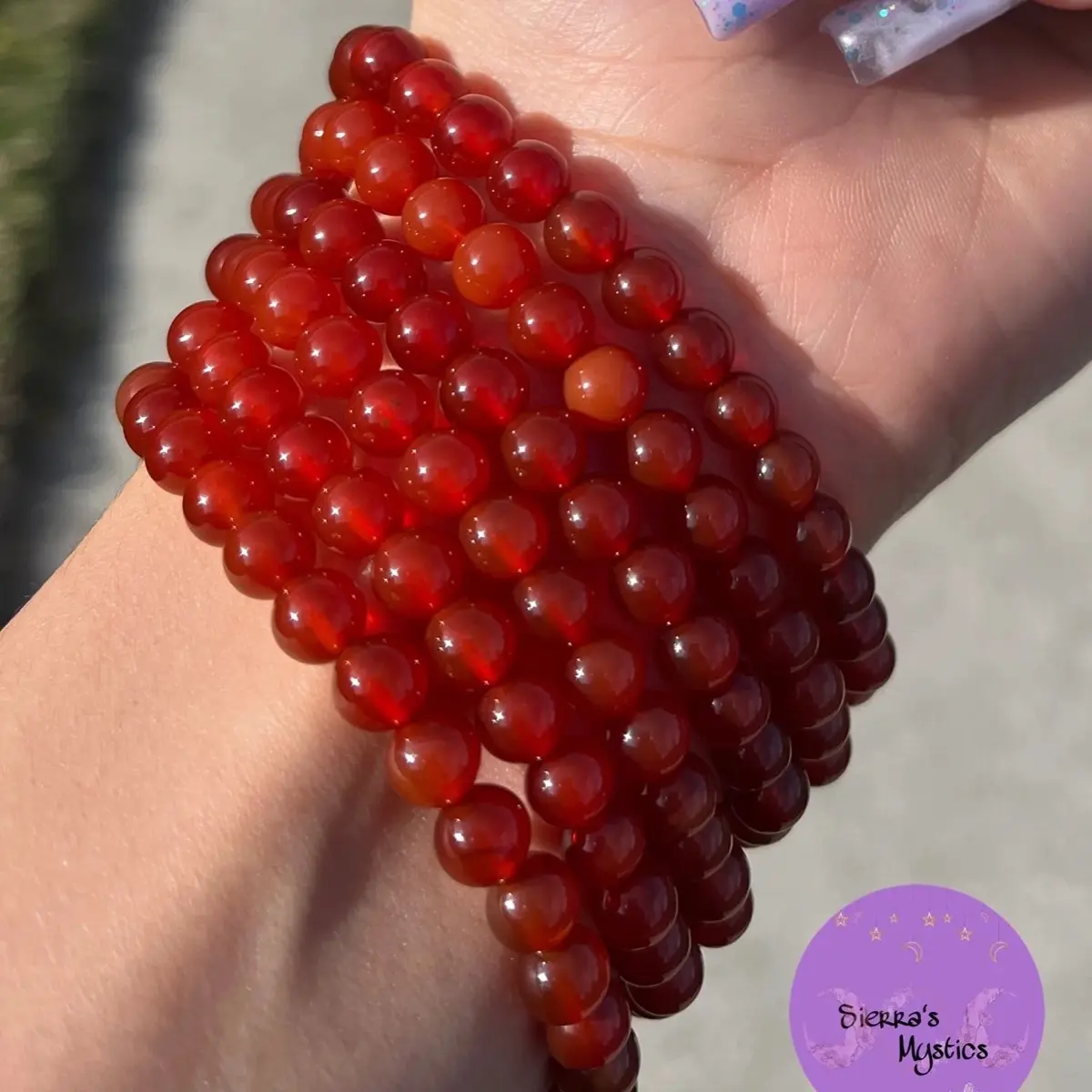 Natural Cherry Red Carnelian Stretchy Bracelet