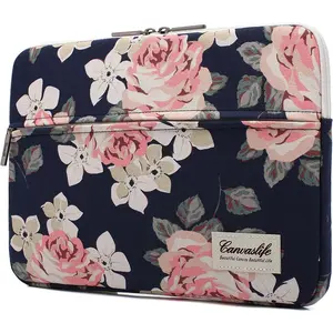 Canvaslife White Rose Patten Laptop Sleeve 14 inch 14.0 inch Laptop case Bag