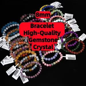 8MM Bracelet High-Quality Varied Kinds Natural Crystal Bracelets 7.5 Inches Natural Crystal Beaded Bracelets , Elastic String Bracelet Handmade Men Women Stretchy Bracelet , Gemstone Wrist Bracelets Round Beads Bracelet For Gift