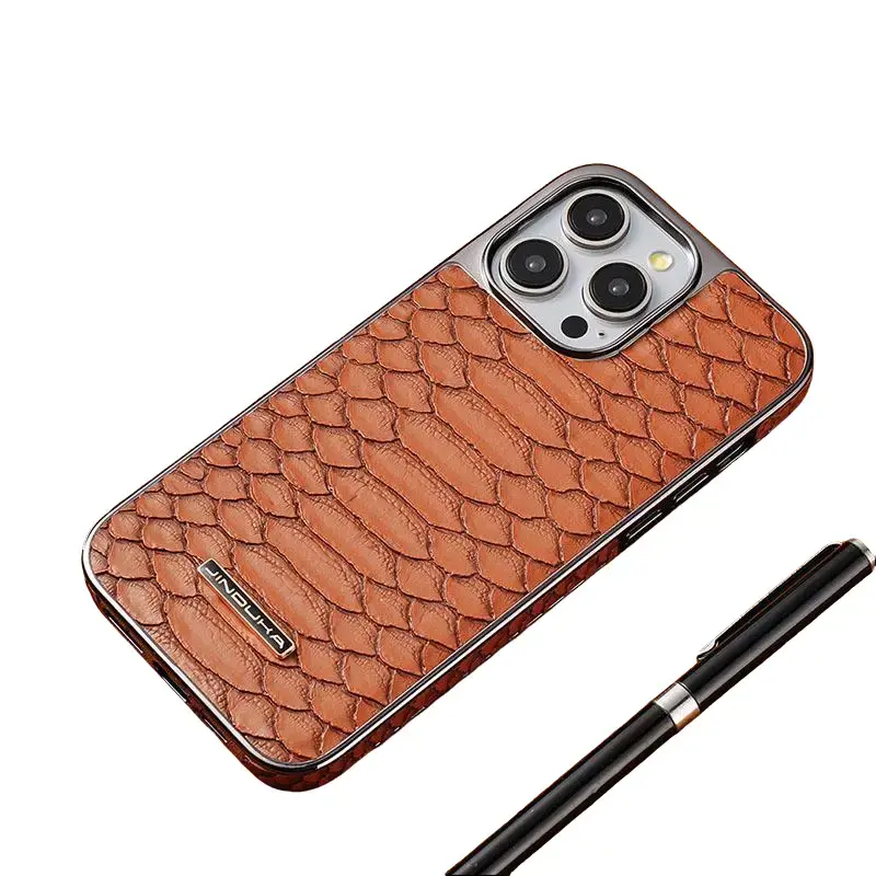 Vegan Faux Snakeskin TPU Phone Case for iPhone 17/16/15/14/13/12 (IP 12) Pro Max - Electroplated Frame, Slim Fit, Shockproof Full Protection, Custom Durable Cover Accessory, Christmas Holiday Style for Daily Users, Accessories