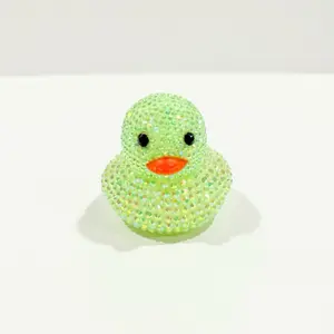 Green rhinestoned Jeep rubber ducky, glow in the dark