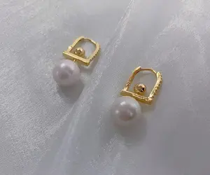 SR Pearl Co. Edison Pearl 3 Ways Stud Earrings, 11mm-12 mm Pearl Natural High-Quality Freshwater Pearls,  Gold-Filled Classic Elegance Style Women Gift