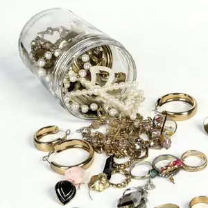 Jewelry Sets Storage Jar Organiser for Women Transparent with Silver Lid Perfect Gift for Birthday Anniversary Mother's Day Valentine's Day Clear Jar Organizing