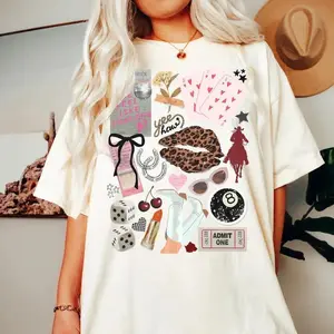 [tiktok shop deals]Comfort Colors Vintage Western Collage Shirt, Yallternative Western Shirt, Western Cowgirl Graphic Shirt, Cowgirl Rodeo Vintage Shirt, Western Style Tee, Country Life Unisex Shirt, Women's Letter Casual T-shirt for Summer, Women's Top f