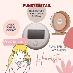 Pet Wheel Meter - Smart Exercise Tracker with Circles Counter, Day Display & Environment Monitor for Hamsters and Small Pets