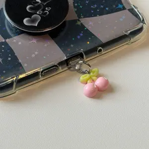 Dust Plug Pink Cherries Charm for USB-C Ports - Adorable Accessory for Your Device