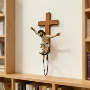 New Easter Atmosphere Decorative Creative Old Man Wall Decoration, wooden cross decorations, Holiday Gift Hanging Ornament Craft, Fun and Unique Home Decor, Stylish Religious Decor