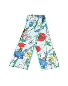 Spring Long Thin Scarf-Blue Floral